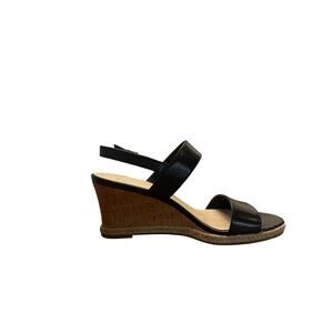 Cole Haan Grand.OS Black Leather Wedge Sandals Size 8.5 NWOT